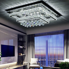 Load image into Gallery viewer, Double Layered Rectangle Crystal Ceiling Lights with Chome Finish Ceiling Light Fixtures Living and Home