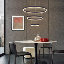 Load image into Gallery viewer, Modern 3 Ring Aluminum Round Hanging LED Pendant Light Chandeliers Living and Home Dimmable with Remote Control
