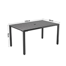 Load image into Gallery viewer, 150cm Wood Effect Garden Dining Table with Parasol Hole Grey