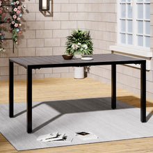 Load image into Gallery viewer, 150cm Wood Effect Garden Dining Table with Parasol Hole in Grey Garden Dining Tables Living and Home