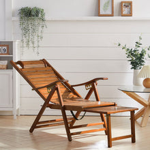 Load image into Gallery viewer, Bamboo Foldable Recliner Lounge Chair with Retractable Footrest Sun Loungers Living and Home