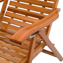 Load image into Gallery viewer, Bamboo Foldable Recliner Lounge Chair with Retractable Footrest