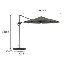 Load image into Gallery viewer, Round Cantilever Parasol with Solar Light and HDPE Parasol Base, LG1271LG0884