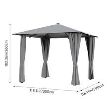 Load image into Gallery viewer, Solar LED Metal Patio Gazebo with Curtains
