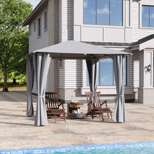 Load image into Gallery viewer, Solar LED Metal Patio Gazebo with Curtains