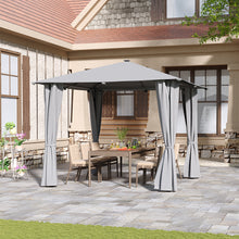 Load image into Gallery viewer, Solar LED Metal Patio Gazebo with Curtains