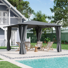 Load image into Gallery viewer, Solar LED Metal Patio Gazebo with Curtains