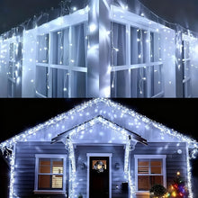 Load image into Gallery viewer, Solar-Powered LED Icicle String Lights with Remote Control