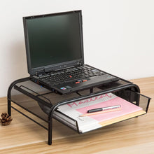 Load image into Gallery viewer, Metal Mesh Monitor Stand Riser with Drawer Living and Home