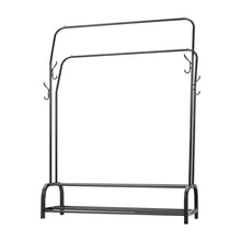 Load image into Gallery viewer, Double-Rod Metal Clothes Rack with Hooks