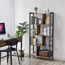 Load image into Gallery viewer, Industrial Style 5 Tier Bookcase Metal Frame
