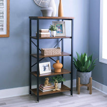 Load image into Gallery viewer, Industrial-Style 5-Tier Vintage Iron Bookshelf with E1 Grade PB Boards Living and Home