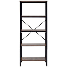 Load image into Gallery viewer, Industrial-Style 5-Tier Vintage Iron Bookshelf with E1 Grade PB Boards Living and Home