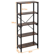 Load image into Gallery viewer, Industrial-Style 5-Tier Vintage Iron Bookshelf with E1 Grade PB Boards Living and Home