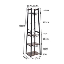Load image into Gallery viewer, Industrial Style Clothing Rack with 4 Tiers of Shelves