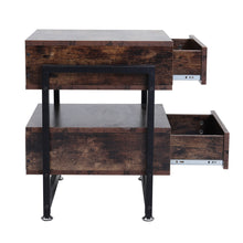 Load image into Gallery viewer, Modern Wooden Bedside Table with 2 Drawers