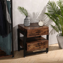 Load image into Gallery viewer, Modern Wooden Bedside Table with 2 Drawers