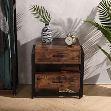 Load image into Gallery viewer, Modern Wooden Bedside Table with 2 Drawers
