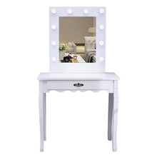 Load image into Gallery viewer, 4 Drawers Dressing Table with Lighted Mirror & Stool Set