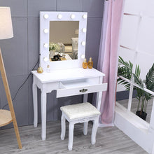 Load image into Gallery viewer, 4 Drawers Dressing Table with Lighted Mirror & Stool Set