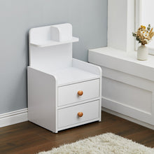 Load image into Gallery viewer, Wooden 2-Drawers Bedside Table Nightstand with a Shelf