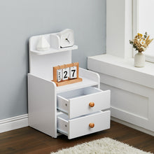 Load image into Gallery viewer, Wooden 2-Drawers Bedside Table Nightstand with a Shelf