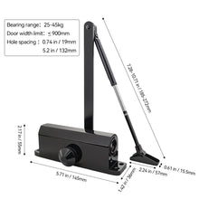 Load image into Gallery viewer, Aluminium Alloy Overhead Automatic Door Closer for 25-45Kg Weight Door