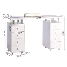 Load image into Gallery viewer, 120cm Wide White Professional Manicure Table on Wheels with 8 Drawer Dressing Tables Living and Home