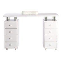 Load image into Gallery viewer, 120cm Wide White Professional Manicure Table on Wheels with 8 Drawer Dressing Tables Living and Home