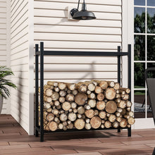 Load image into Gallery viewer, 122cm W Iron Black Firewood Logs Holder Indoor Outdoor Log Racks Living and Home