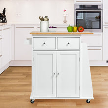 Load image into Gallery viewer, 88cm W Natural Rolling Kitchen Trolley with Rubber Wood Top Kitchen Trolleys Living and Home