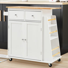 Load image into Gallery viewer, 88cm W Natural Rolling Kitchen Trolley with Rubber Wood Top Kitchen Trolleys Living and Home