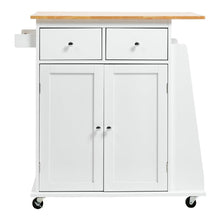 Load image into Gallery viewer, 88cm W Natural Rolling Kitchen Trolley with Rubber Wood Top Kitchen Trolleys Living and Home