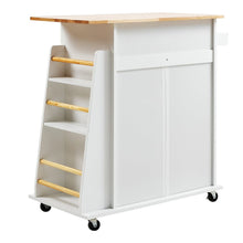 Load image into Gallery viewer, 88cm W Natural Rolling Kitchen Trolley with Rubber Wood Top Kitchen Trolleys Living and Home