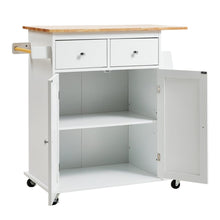 Load image into Gallery viewer, 88cm W Natural Rolling Kitchen Trolley with Rubber Wood Top Kitchen Trolleys Living and Home