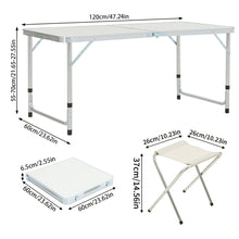 Load image into Gallery viewer, Folding Picnic Table with 4 Stools Portable Lightweight Aluminum Table Stools Set