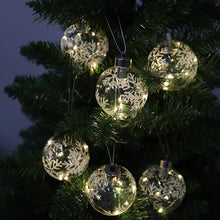 Load image into Gallery viewer, Set of 6 Clear Snowflakes Ball Christmas Glass LED Light Hanging Ornaments Living and Home