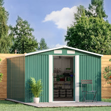 Load image into Gallery viewer, Garden Metal Storage Shed with Gabled Roof Top Large Size Greenhouses Living and Home Green