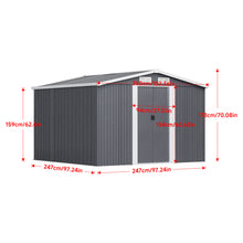 Load image into Gallery viewer, Waterproof 8x8/8x7.6ft Large Metal Garden Tool Storage Shed