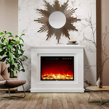 Load image into Gallery viewer, 39 Inch Electric Freestanding Fireplaces White Wooden Mantel Freestanding Fireplaces Living and Home