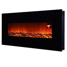 Load image into Gallery viewer, Black 50 Inch Wall Mounted Electric Fire with Log 1800W Electric Fireplace Wall Mounted Fireplaces Living and Home