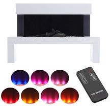Load image into Gallery viewer, Wall Mounted Electric Fireplace Mantel with Pebbles Logs Display Living and Home