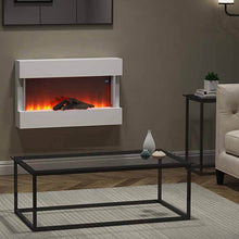 Load image into Gallery viewer, Wall Mounted Electric Fireplace Mantel with Pebbles Logs Display Living and Home