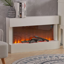 Load image into Gallery viewer, Wall Mounted Electric Fireplace Mantel with Pebbles Logs Display Living and Home