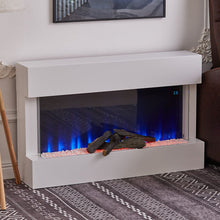 Load image into Gallery viewer, Wall Mounted Electric Fireplace Mantel with Pebbles Logs Display Living and Home
