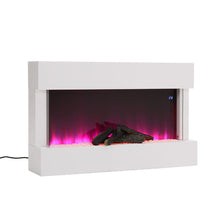 Load image into Gallery viewer, Wall Mounted Electric Fireplace Mantel with Pebbles Logs Display Living and Home