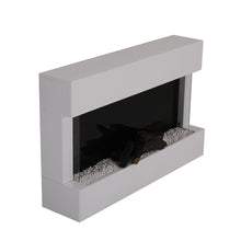 Load image into Gallery viewer, Wall Mounted Electric Fireplace Mantel with Pebbles Logs Display Living and Home