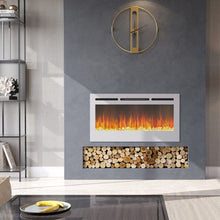 Load image into Gallery viewer, Linear Electric Fireplace Recessed in White Living and Home