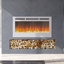 Load image into Gallery viewer, Linear Electric Fireplace Recessed in White Living and Home