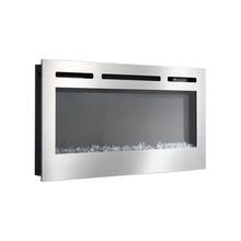 Load image into Gallery viewer, Silver 2kW Electric Fireplace 12 Flame Colour Recessed Fire with 2 Heat Settings Wall Mounted Fires Living and Home